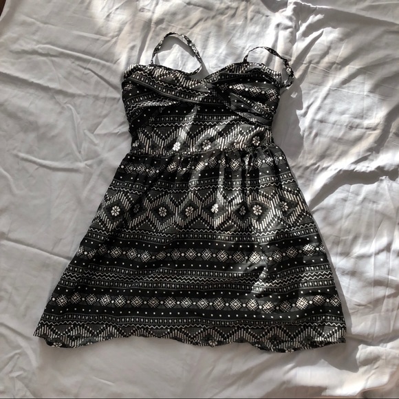 ROXY summer mini a line dress black&white pattern - Picture 1 of 4